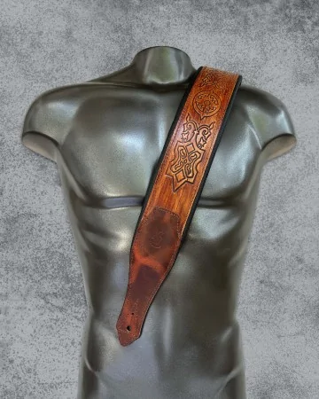 Minotaur Guitar Straps|Our Products|CELTIC RIM Carved Brown