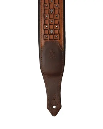 Minotaur Guitar Straps|Our Products|CHESSBOARD SKULL Brown