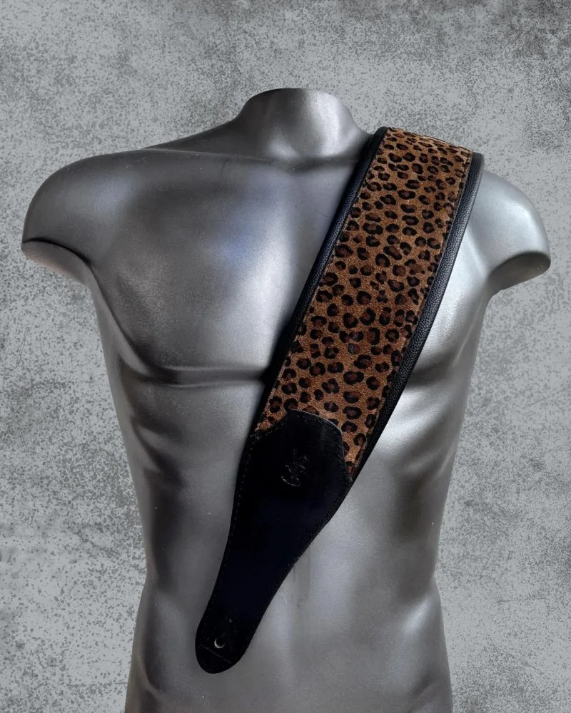 Leopard leather Bass Guitar Strap | Padded Guitar Strap