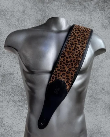 Leopard leather Bass Guitar Strap | Padded Guitar Strap
