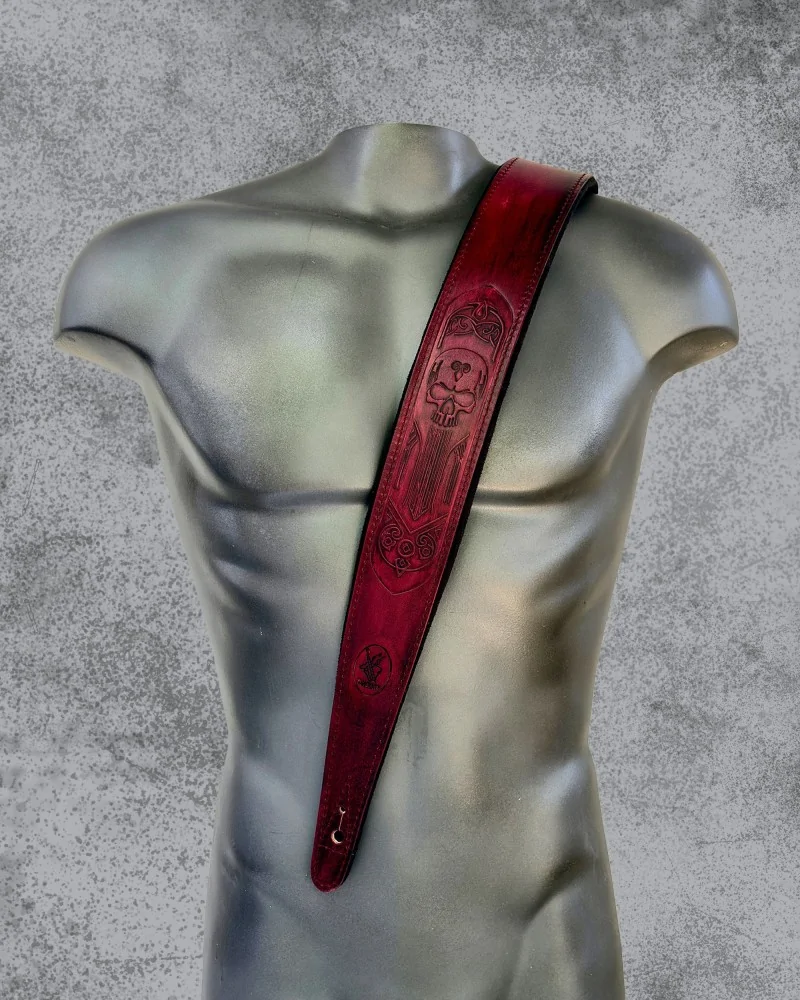 Minotaur Guitar Straps|Our Products|TRIBAL ENGRAVINGS I Guitar & Bass Bordeaux