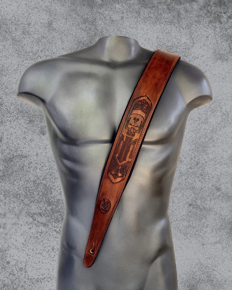 Minotaur Guitar Straps|Our Products|TRIBAL ENGRAVINGS I Guitar & Bass Brown
