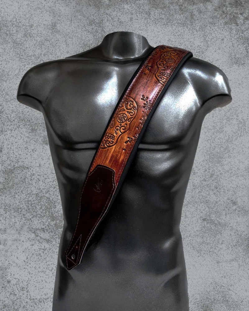 Minotaur Guitar Straps|Our Products|NEW ORLEANS SKULL Brown