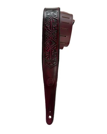 Minotaur Guitar Straps|Our Products|TRIBAL ENGRAVINGS III Guitar & Bass Bordeaux