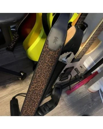 Leopard leather Guitar Strap | Padded Guitar Strap | Custom Bass strap